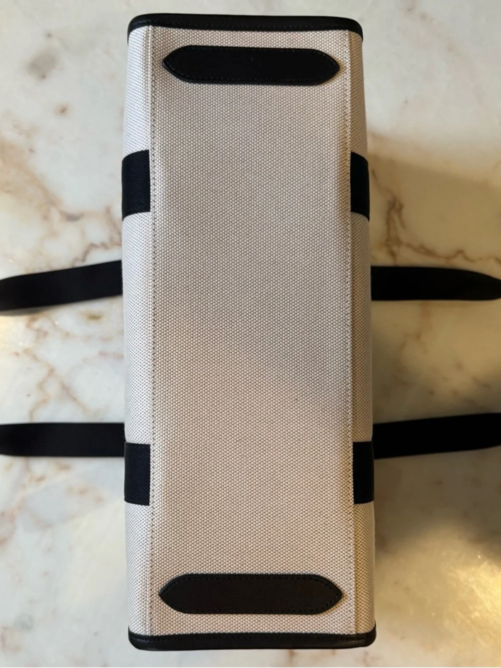 kate spade Neutral Canvas Tote with Black Logo Straps - Picture 2 of 3